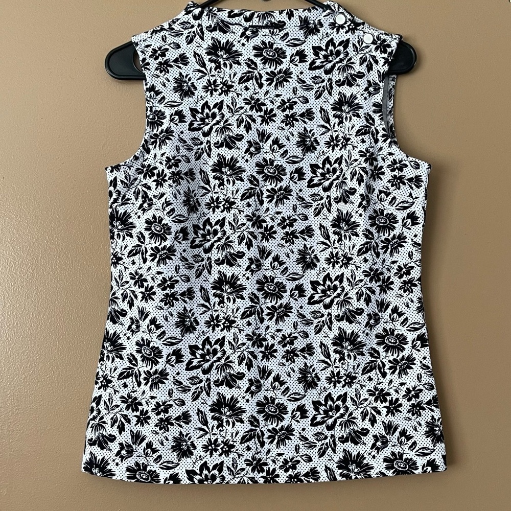 Talbots black and white flower sleeveless top size Small petite